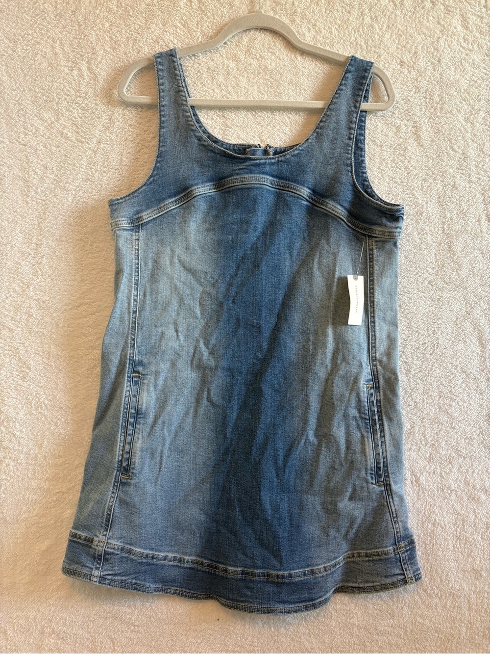 Pilcro Anthropologie Stretch Denim Scoop Neck Tank Mini Dress A-Line Sz Med NWT